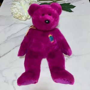Ty Beanie Buddy Fuchsia Hot Pink 2000 Millennium Bear Stuffed Plush Bear